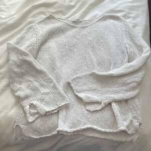 Boat neck open knit sweater